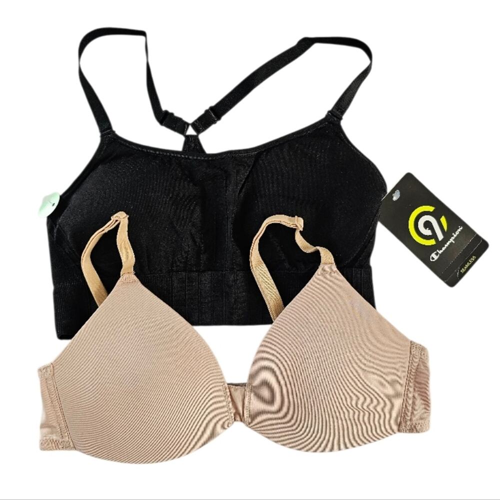 Bundle of Bras Size 34/L Nude, Black Medium Support Size Small